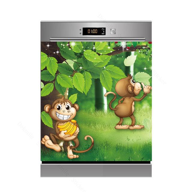 3D бамбуковая текущая вода, свеча, камень, посудомоечная машина, холодильник, морозильная наклейка, детская художественная крышка двери холодильника, обои, кухонный декор