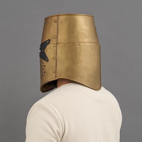 Brass Crusader Helmet , Knight Great Helmet , Templar Cosplay Helmet, Halloween Gift, Best Gift For Him