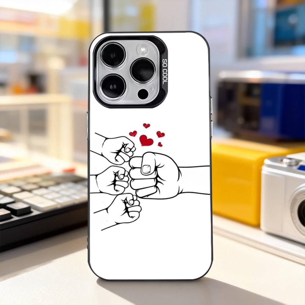 Мама дочь Сын Отец Рука Для iPhone 11,12,13,14,15,16,17,Pro,Max,Plus,E,Air,Mini Чехол для телефона IMD Матовый черный