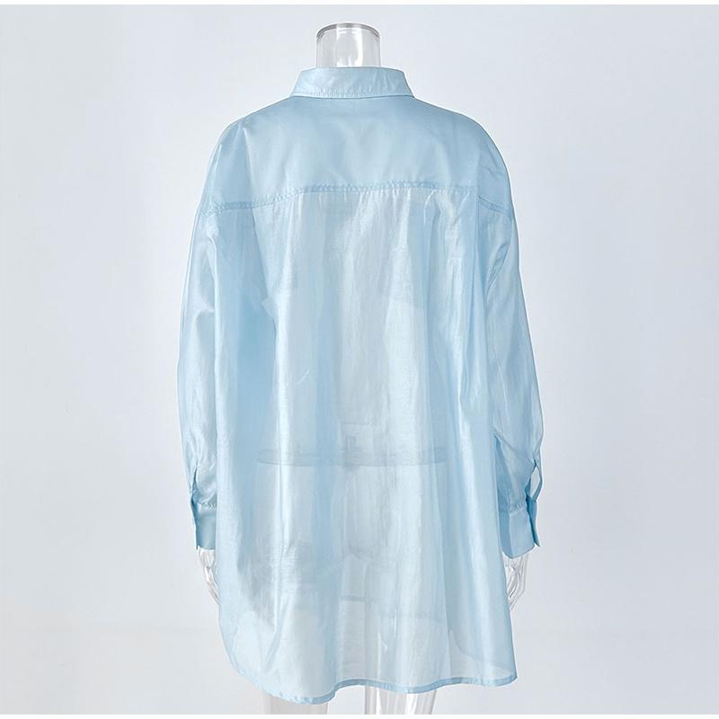 Повседневная свободная рубашка женская весна-лето лацканы пуговицы карманы блузка женская длинный рукав однотонные топы леди прохладный уютный универсальный базовый