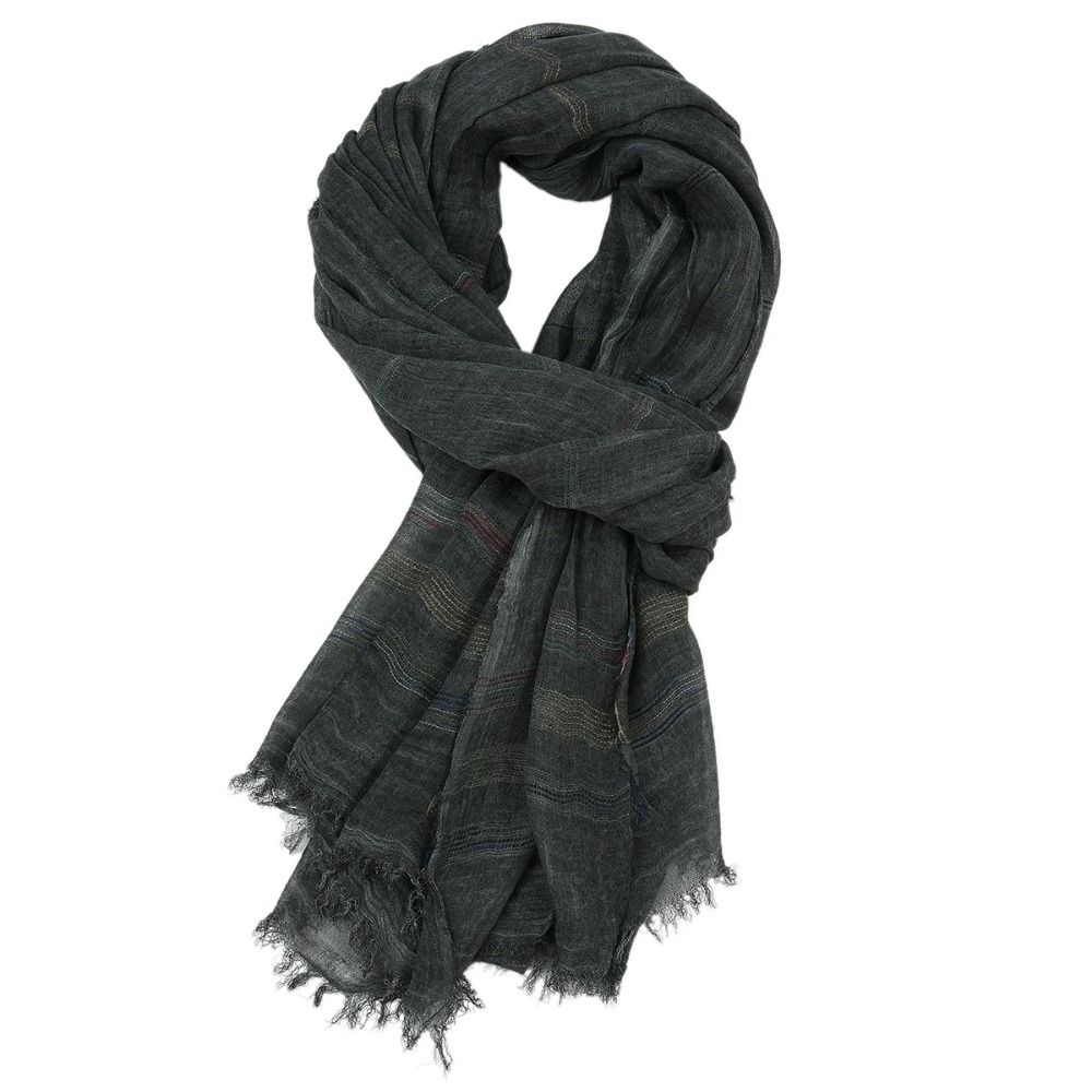 Cotton Linen Yarn-dyed Winter Men Scarf Soft Male Accessories High Quality Long Shawl Bufanda