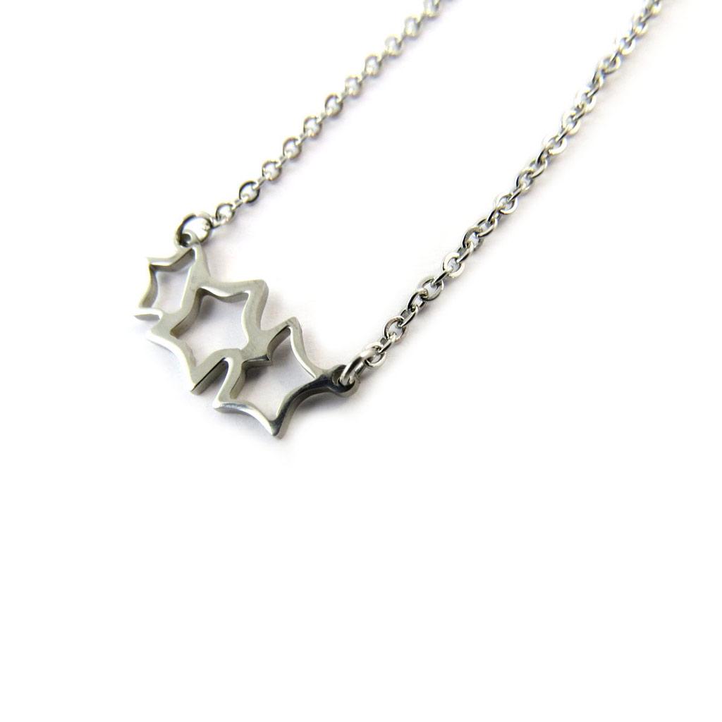 Les Trésors De Lily [N7070] - Silver Gray 'Stars' Steel Necklace