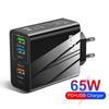 65W USB Charger Quick Charge 3.0 5 Ports PD Type C Fast Charging Wall Charger For iPhone Samsung Xiaomi Huawei USB Phone Adapter