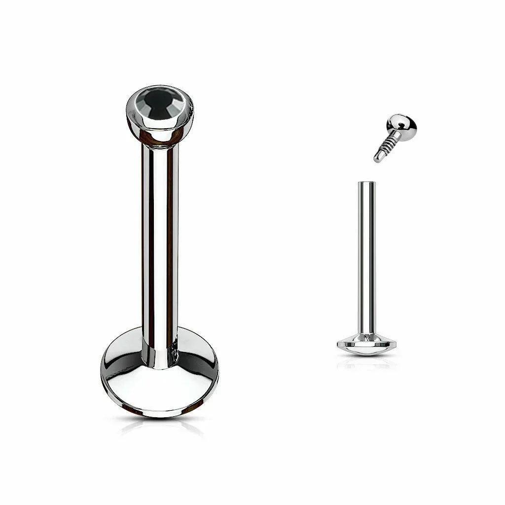 2X 2мм Разноцветный Кристалл Внутренняя Резьба Лабрет 6мм - 12мм Стальное Кольцо Штанга Пирсинг Уха Трагус Монро Губа