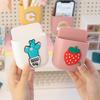 Cute Daisy Strawberry Pen Holder Self Adhesive Storage Rack Wall Hanging Phone Holder Desk Stationery Organizer Office Supplies