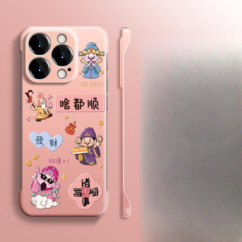 Подставка Бога Богатства Шишуошун подходит для безрамочного чехла iPhone Apple 16PRO. Это 15 ультратонкий и ударопрочный, с дизайном 14XR