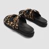 Модные женские тапочки с леопардовым принтом и металлической пряжкой, сексуальные, удобные, нескользящие сандалии-слайды, летние шлепанцы на платформе для женщин