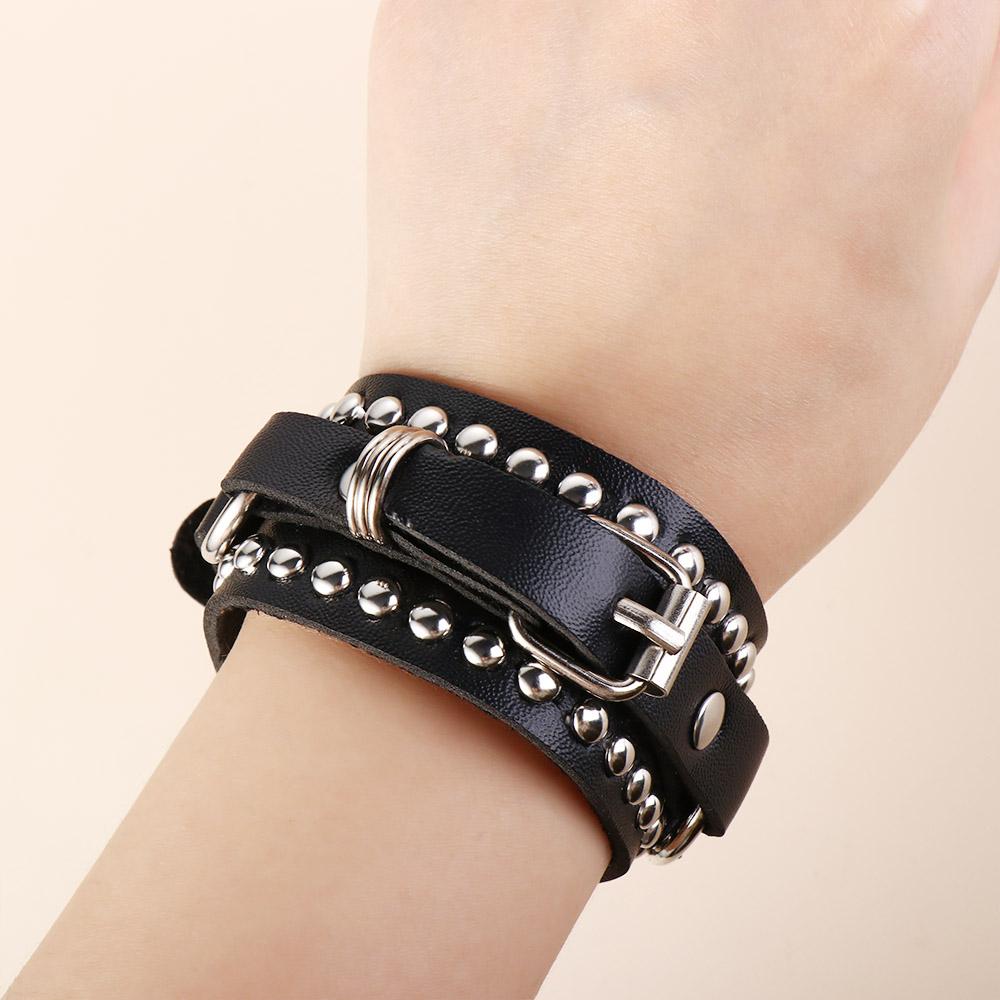 Jewelry Accessories Women Wristband PU Leather Bracelet Korean Hand Rope Rivet Chains Bracelets