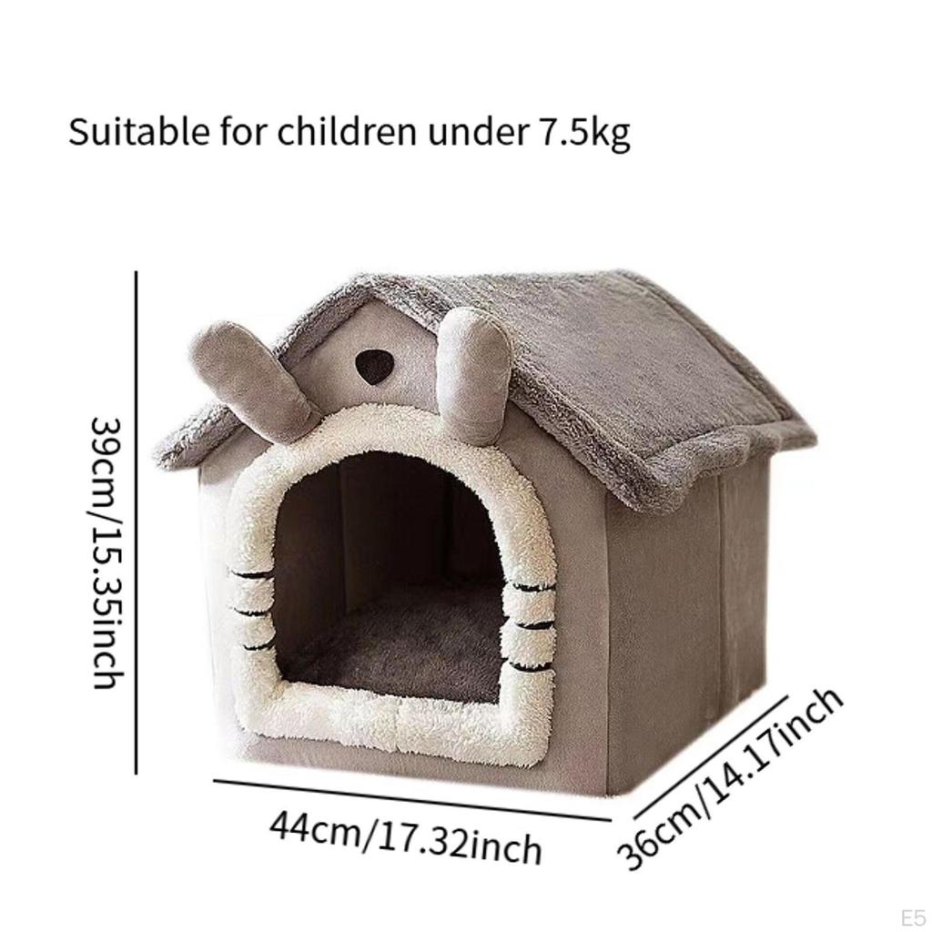 Cat Cave Bed ,Pet House ,Light Grey Removable Cushion Indoor Small Pets Tent Dog Plush for