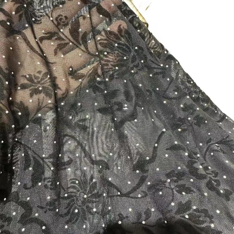 1м*1,4м Разные типы Эластичная 40D Полиэстеровая сетчатая ткань Флок Цветочный Геометрический Вельветовая ткань для ткани для одежды для йоги