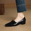 Мода 2025 Новое поступление Мягкая натуральная кожа Женские туфли на каблуке Квадратный носок Удобные Модные Повседневные Туфли на низком каблуке Обувь на четыре сезона