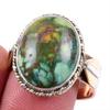 Natural Tibetan Turquoise Gemstone 925 Solid Silver Two Tone Ring Size 10US Z6k12