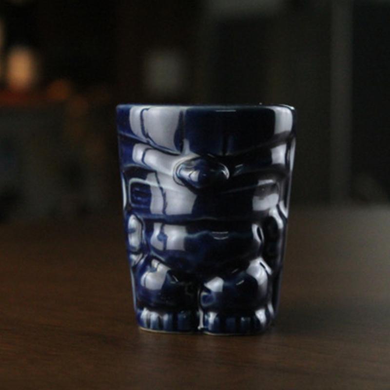 60ml Creative Cocktail Cup Tiki Mug Whiskey Liquor Mugs 2pcs Set Bule Ceramic Hawaiian Wine Glass Party Personalized Decorations