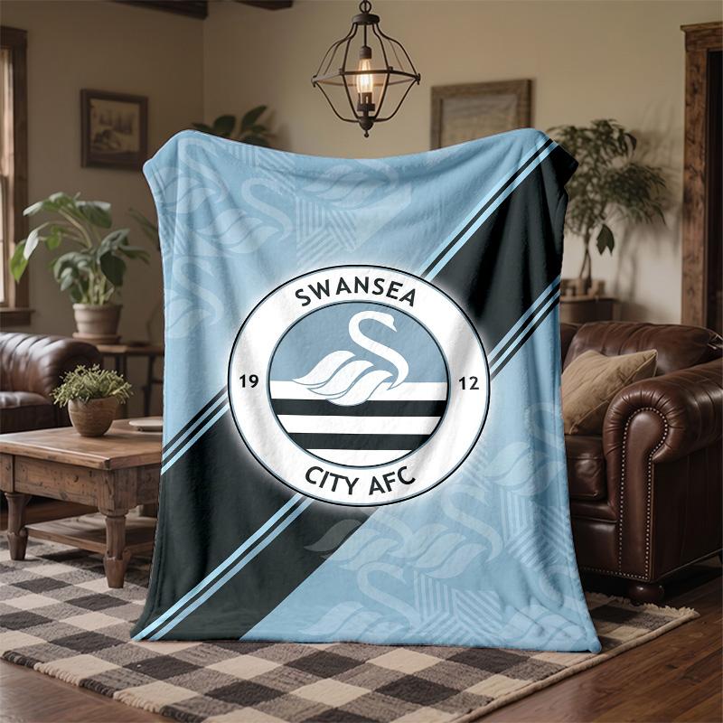 Swansea City Theme Fleece Blanket Cozy Soft Plush Blanket For Bedroom Couch Travel
