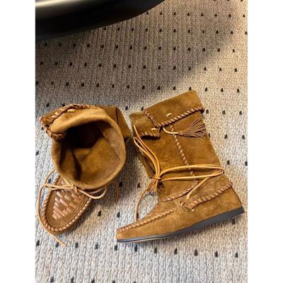 Коровья кожа~ Ботинки на скрытой платформе, ретро бахрома, ковбойские сапоги, женские облегающие ботинки из натуральной кожи, складные ботфорты