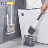 Silicone Toilet Brush 2-in-1 Toilet Cleaning Brush with Long Handle Transparent Base for Cleaning Brush Accessories