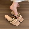 Лето 2025 новые повседневные однопедальные толстый каблук уличная одежда удобные прохладные тапочки женские универсальные модные сандалии на одной перемычке