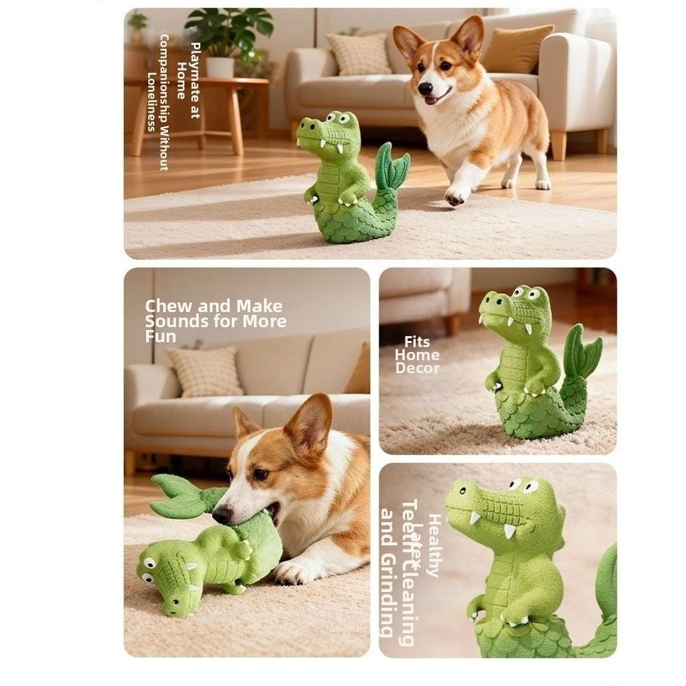 Chew Resistant Squeaky Alligator Dog Toy Green Color Pet Interactive Toy Latex Chew Toy Pet Biting