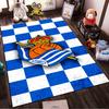 Crowned Football with Blue-White Flag Non-slip Rug Suitable for Living Room and Bedroom Sofas