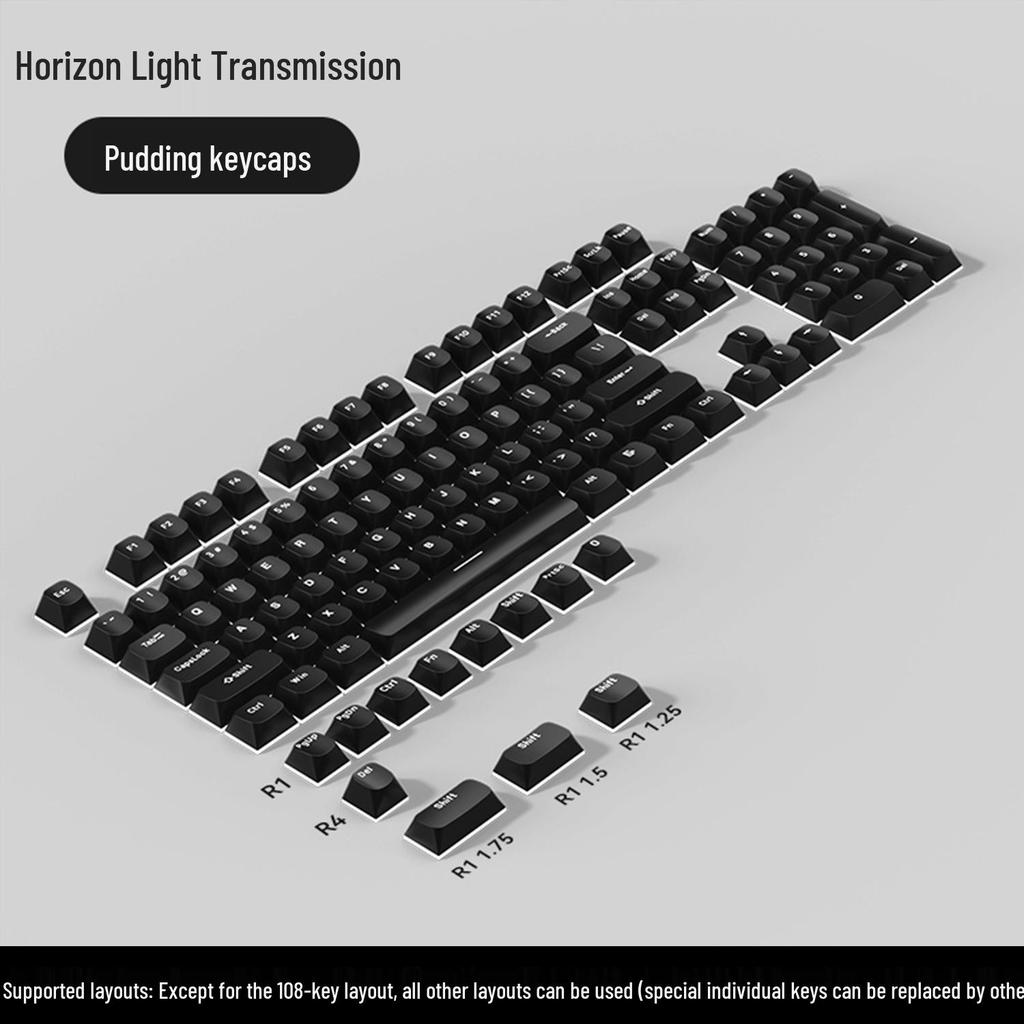 PBT Horizon Двухслойные Колпачки для Клавиш Молочный Пудинг Желе - Полупрозрачный Набор для Механической Клавиатуры