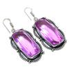 Pink Kunzite Handmade 925 Sterling Silver Jewelry Earring 2.36" B9n56