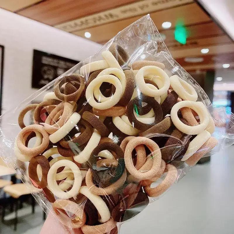 50 шт./компл. эластичные резинки для волос для девочек, аксессуары для волос, цветная нейлоновая повязка на голову, детская резинка для волос, подарочные украшения