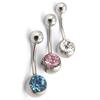[K0264] - Set of 3 Body Piercing 'Strass' Blue Pink White