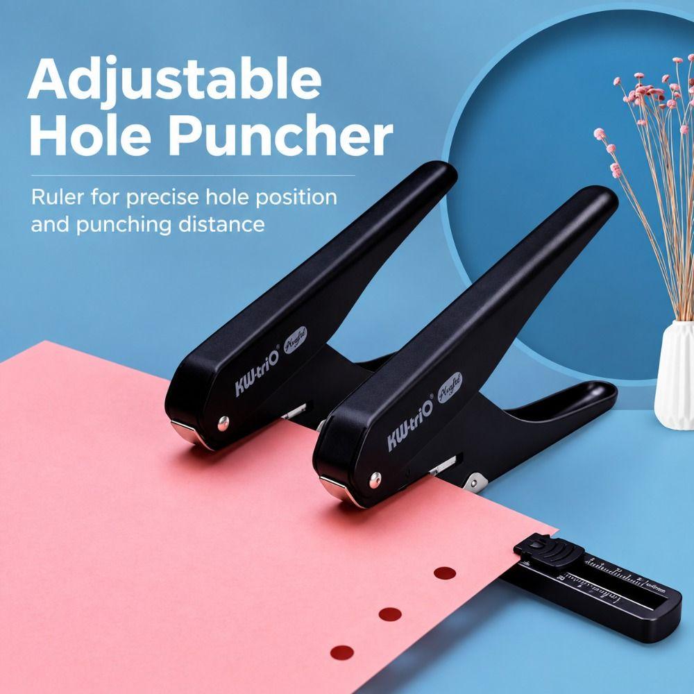 With Positioning Guide Paper Hole Punch Black Handheld Hole Puncher Journaling
