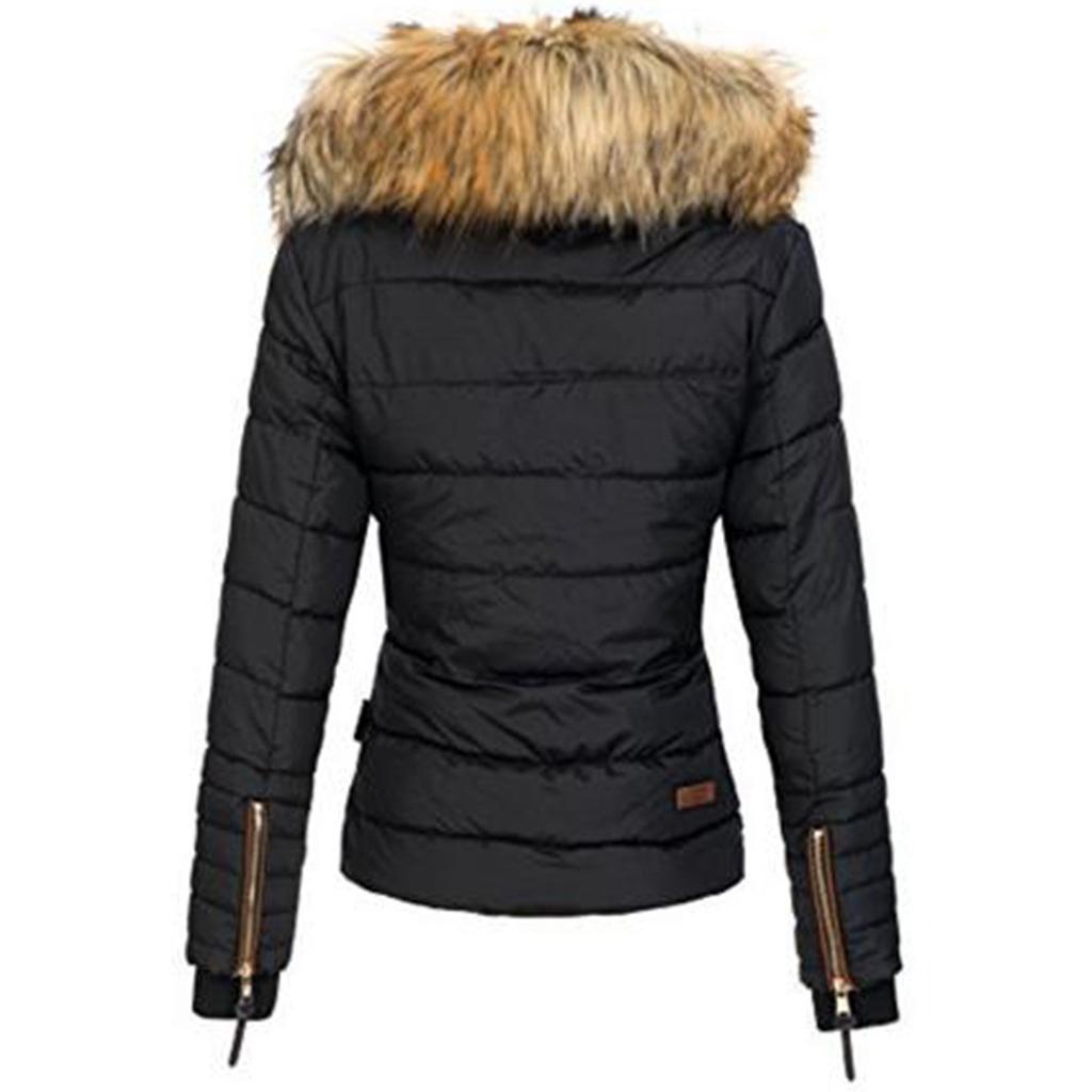 Ladies Fashion Hooded Zipper Cotton Jacket Large Collar Slim Jacket