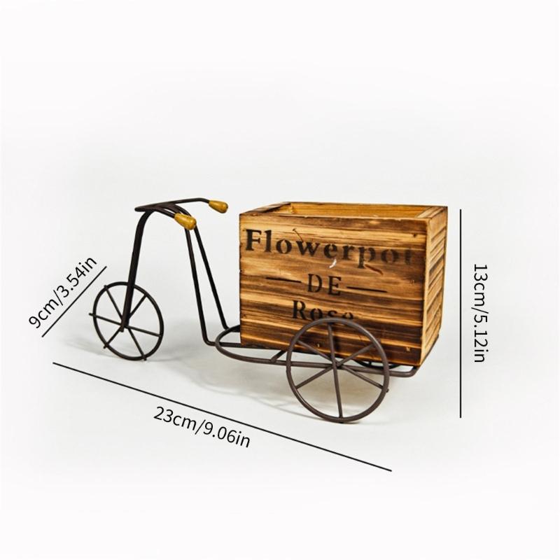 Durable Iron and Wood Bicycles Flower Pot Resistant to Weather for Outdoor Use in Gardens Balconies Long Terms