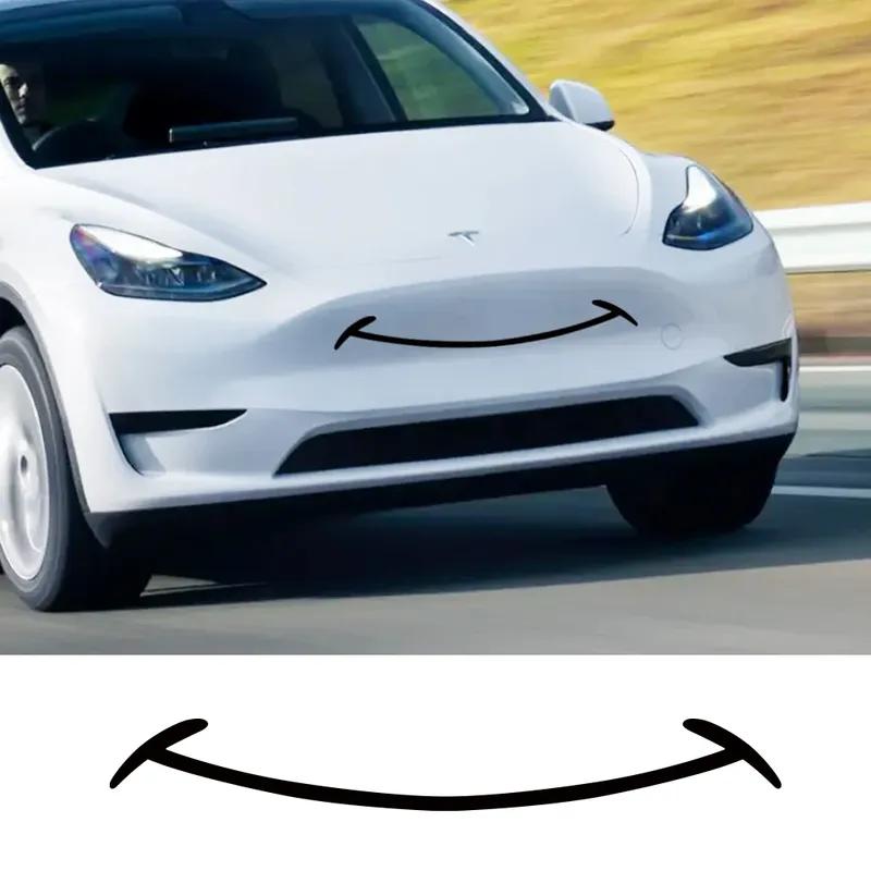 Creative Car Front Bumper Sticker Graphics Smile Styling Decor Decal Auto Modification Accessories For Tesla Model Y S Model 3