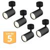 Set of 5 Black GU10 35W Adjustable Ceiling Spotlights