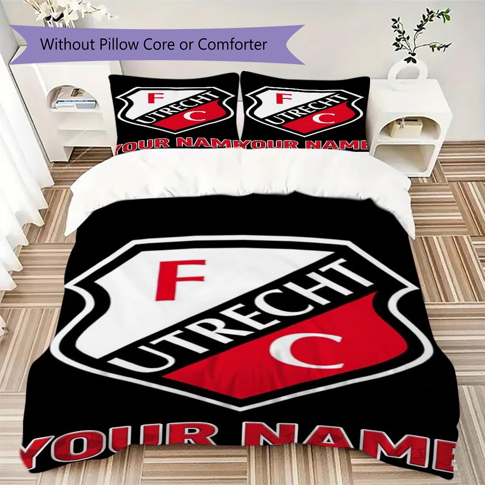 Custom Name FC Utrecht Pattern Bedding uilt Set uilt Cover Pillowcase Home Decoration Birthday Gift (1*duvet cover+2*pillowcase without core)