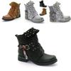 Womens Studded Goth Ankle Boots Timeless Chelsea Hollow Punk Buckle Martin Shoes