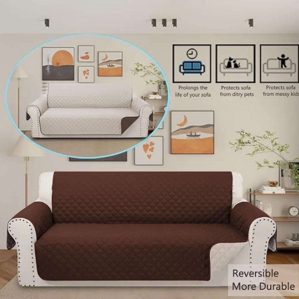 Reversible Water Resistant Loveseat Cover Thick Quilted Fabric Protector for Pets Kids Sofa Furniture Protection
