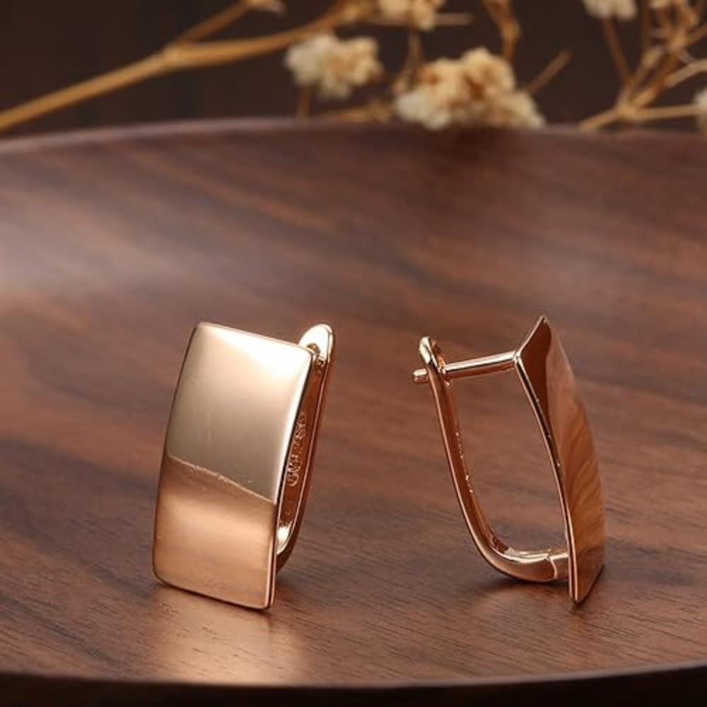 Fashion 18k Rose Gold Plated Latest Stylish Copper Zircon Earrings for Women and Girls