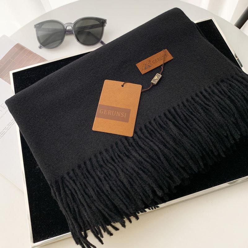 Cashmere Hand Feel Autumn And Winter Solid Color Scarf Women'S Thick Tassel Simple And Versatile Soft And Warm Imitation Cashmere Shawl