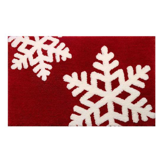 Christmas Floor Mat Faux Cashmere Snowman Letter Printing Anti-slip Doormat Water Absorbent