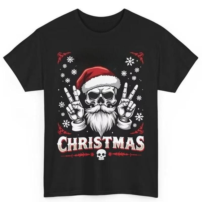 Heavy Christmas Metal Music Fan T Shirt Skull Santa Rock And Roll