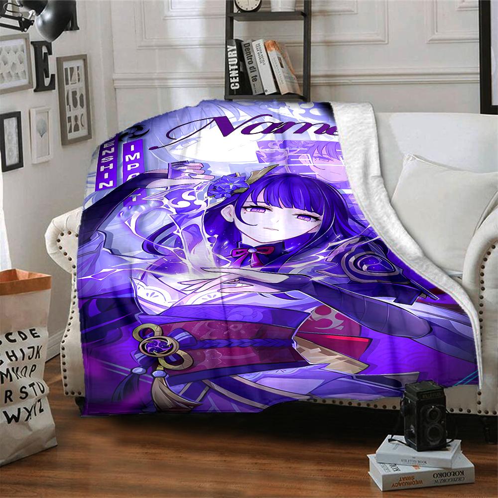 Customiz Name Personality Genshin Impact Balzebub Blanket Soft &Warm Sofa Office Bed Travel Lunch Break Blanket, Gift Suitable All Seasons