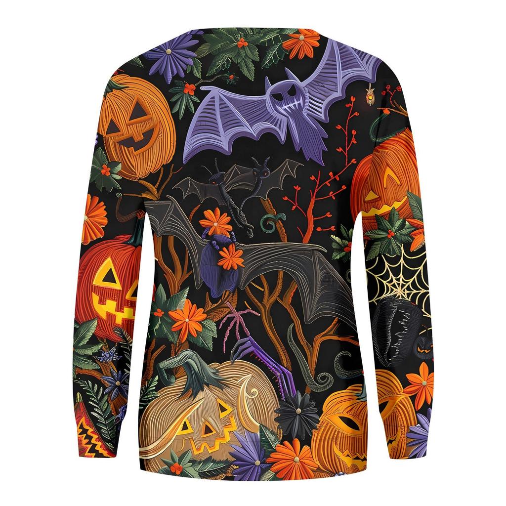 Женская мода повседневная толстовка с капюшоном с длинным рукавом и принтом на Хэллоуин