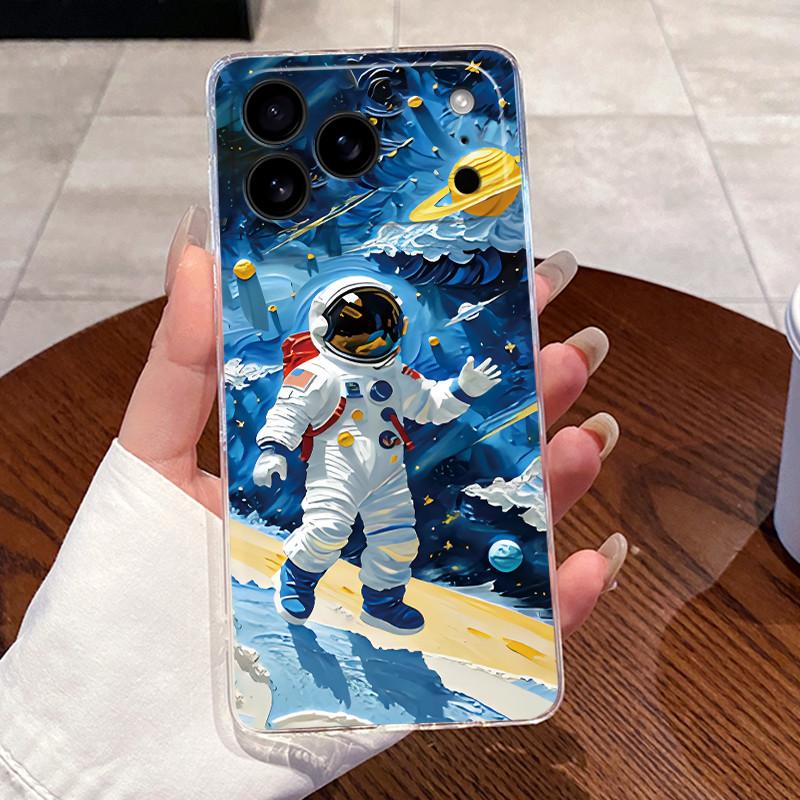 Case For iPhone 17 Air 17 Pro 17 Pro Max Aesthetic Cute Cat Astronaut Transparent Cover For iPhone 17 Air 17 Pro 17 Pro Max Capa