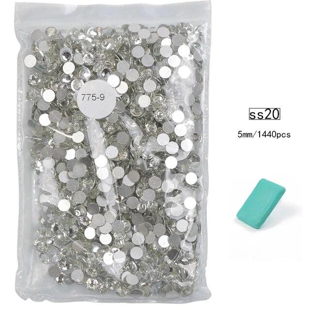 SS3-SS30, 1440 шт., супер блестящие многоцветные стразы с плоской задней частью без горячей фиксации для украшения ногтей, обуви и танцевальных украшений