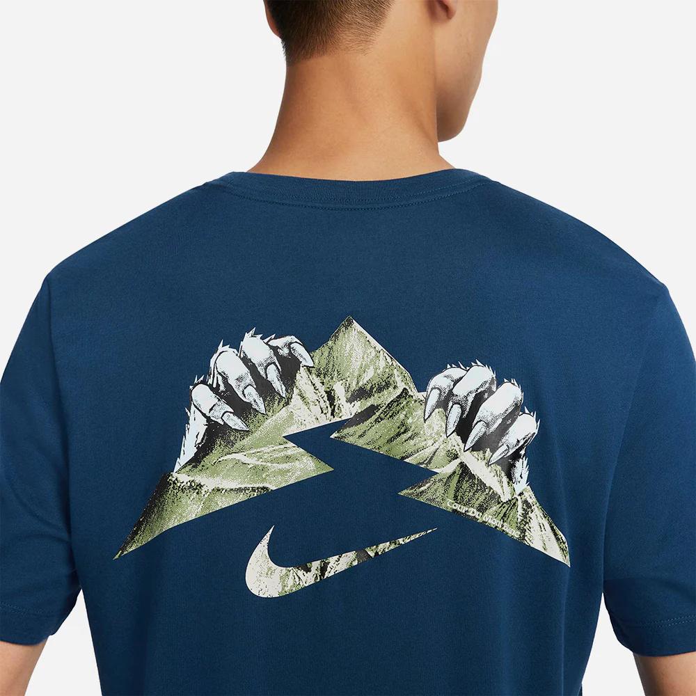 Nike Футболка с коротким рукавом и принтом логотипа, быстросохнущая, мужская, топы Courage-Blue FZ8055-465