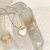 Light Luxury Versatile White Shell Love Titanium Steel Necklace Simple Sweet Lip Chain Peach Heart Pendant Stainless Steel Collarbone Chain