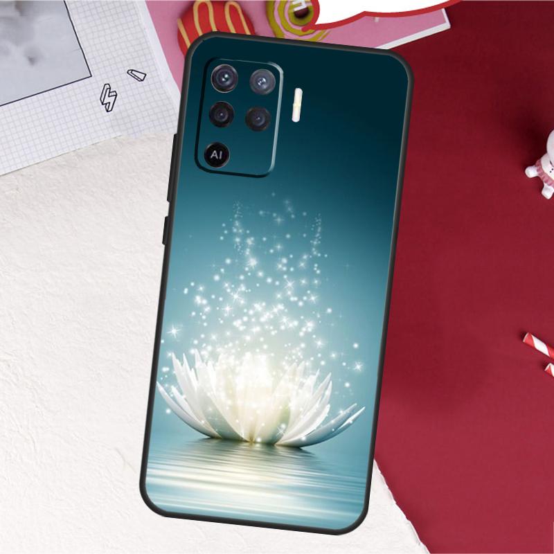 Чехол Синие Белые Цветы Лотоса Для Oppo A16 A96 A76 A17 A18 A60 A80 A40 A38 A58 A78 A98 A94 A74 A54 A15 A57 A77 A5 Pro