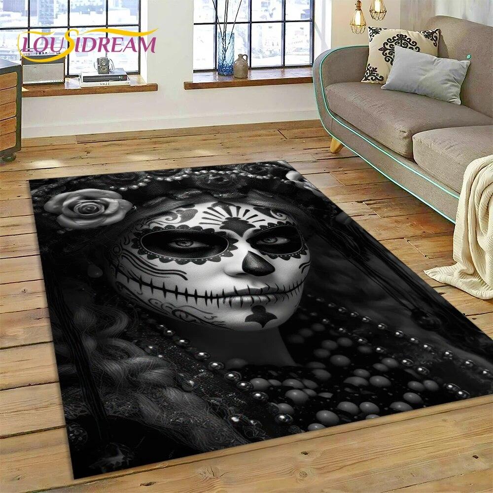 Horror Skull Girl Dead Gothic Undead Female Carpet Rug for Home Living Room Bedroom Sofa Doormat Decor,Kid Area Rug Non-slip Mat