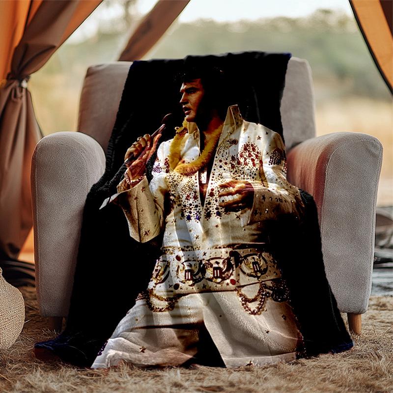 Elvis Flannel Blanket Soft Warm All-Season Throw, Design for Camping, Car Travel, Hiking Sofa, Bed, Office Perfect Gift for Parties