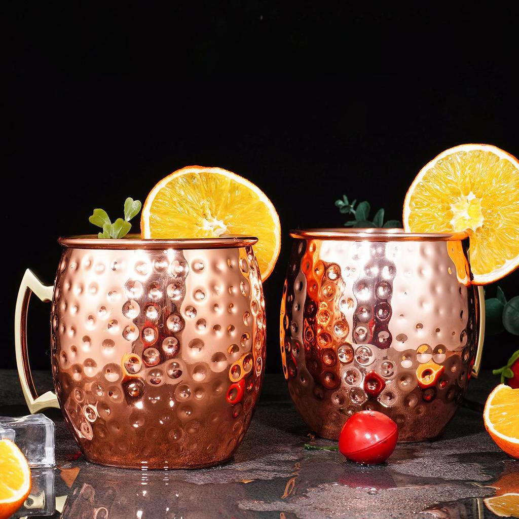 Кружки Leeseph Moscow Mule, кованые медные чашки с покрытием из нержавеющей стали 304, для холодных напитков, пива, вина, баров, вечеринок, в подарок