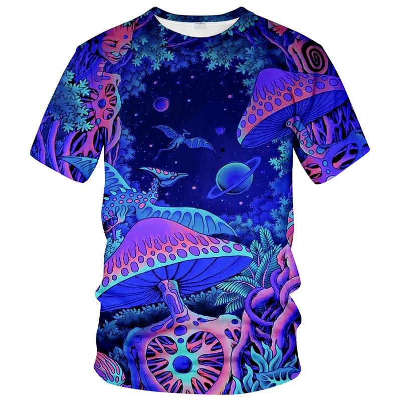 3D Printed Magic Mushroom T Shirt For Men Forest Elf Pattern Tees Casual Round Neck Breathable Comfortable Short Sleeve T-Shirts